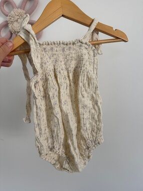 Nothing Fits But Cream Floral Smocked Baby Romper